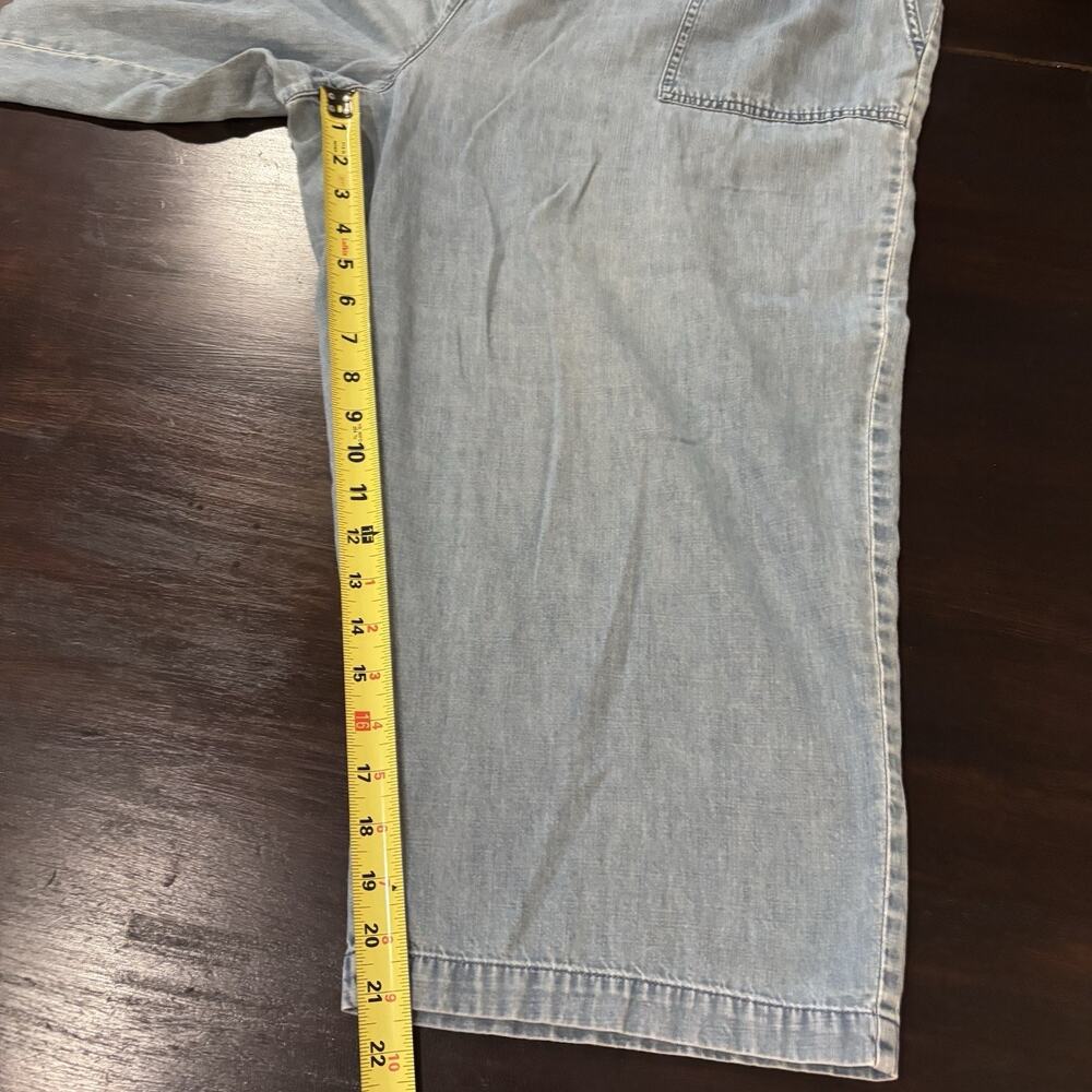 L.L. Bean Light Chambray Wide leg Cropped Pants Plus Size 1X Granola Minimalist - Picture 5 of 6